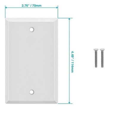 White 1-Gang Rectangular Blank Wall Plate with Screws