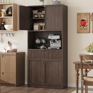 Kitchen Pantry Cabinet, 70 in Tall Pantry Storage Cabinet with Countertop, Doors and Drawer, Freestanding Cupboard for Dining Room, Living Room - 1 of 4