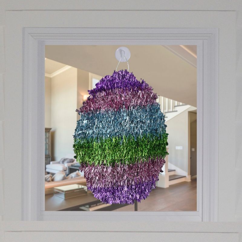 Northlight 12" Tinsel Easter Egg Spring Window Decoration - Purple/Blue, 2 of 4