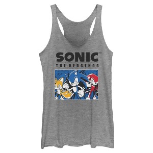 Womens Sonic the Hedgehog Trio Group Shot Racerback Tank - 1 of 4