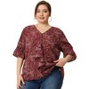 Agnes Orinda Women's Plus Size 2 Piece Boho Floral Ruffle Smocked Sleeve Casual Blouses and Wrap A-Line Skirt Fashion Top and Bottom Sets - 3 of 4