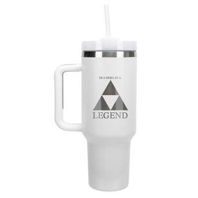 100 North Zelda Be A Hero, Be A Legend Golden Triforce Wrap-Around 40 Oz. Stainless Steel Water Bottle Coffee Mug, Spill & Leak Resistant, Travel
