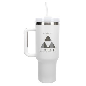 100 North Zelda Be A Hero, Be A Legend Golden Triforce Wrap-Around 40 Oz. Stainless Steel Water Bottle Coffee Mug, Spill & Leak Resistant, Travel - 1 of 4