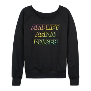 Women's - Instant Message - Amplify Asian Voices Lightweight French Terry Wide Neck Long Sleeve Graphic Shirt - 1 of 4