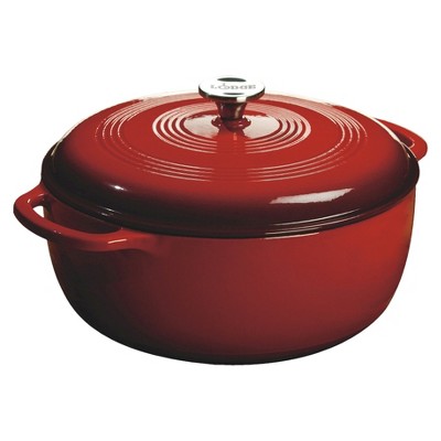 Crock Pot Artisan 7 Quart Round Cast Iron Dutch Oven In Scarlet Red : Target