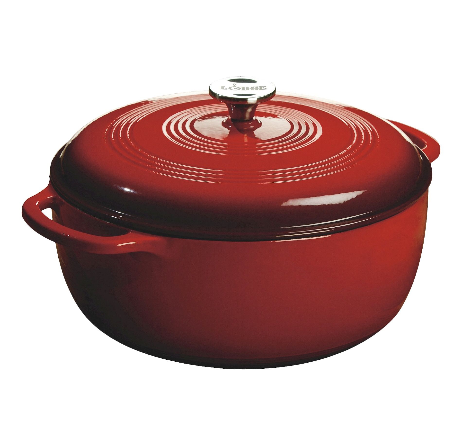 Lodge 7.5qt Cast Iron Enamel Dutch Oven Red: Enameled Cast Iron, Oven-Safe to 500°F, Hand Wash, Rust & Heat Resistant