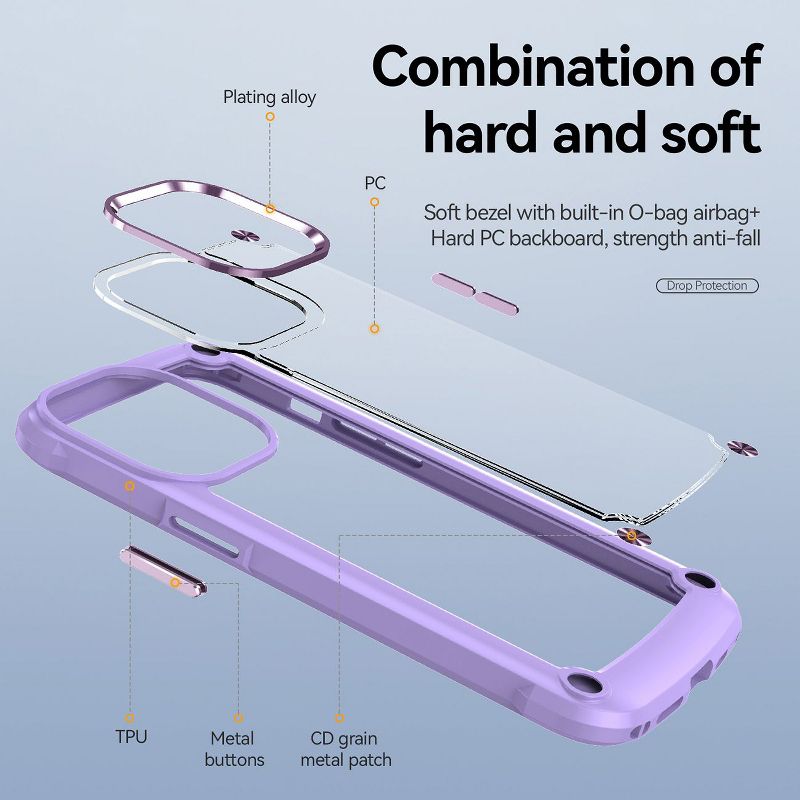 High Quality Clean PC,TPU and Metal Bumper Case For iPhone 13 PRO, 2 of 5