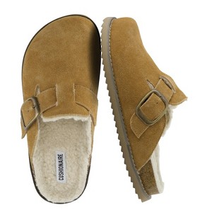 CUSHIONAIRE Blain Fur Genuine Suede Clogs for Women, Cozy Slip-On Womens Slippers with Detailed Stitching and Memory Foam Comfort - 1 of 4