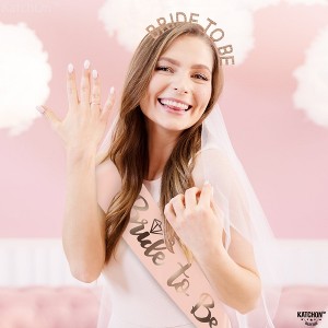 KatchOn, Rose Gold Bride to be Sash and Headband - Pack of 2 | Bride Sash and Tiara for Bachelorette Party Decorations - 1 of 4