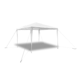 vidaXL White 10'x10' Garden Gazebo Pavilion - Pyramid Roof, Rust-Resistant Steel Frame, Polyethylene Tarp Roof, Ideal for Outdoor Events - 1 of 4