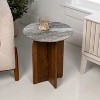 JONATHAN Y Naomi 18" Rustic Minimalist Marble/Wood X-Base Accent Table - 2 of 4