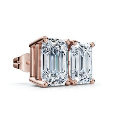 Pompeii3 2Ct TW Emerald Cut Diamond Studs 14k Gold Lab Created