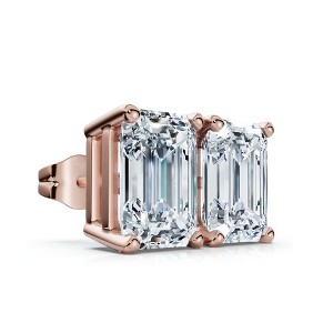Pompeii3 2Ct TW Emerald Cut Diamond Studs 14k Gold Lab Created - 1 of 3