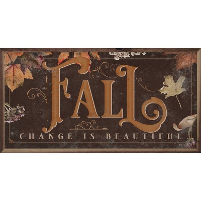 Kendrick Home Distressed Fall Change is Beautiful Leaves Wall Art Brown