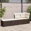 vidaXL Patio Sofa Set with Cushions Lounge Stools 2 Piece Poly Rattan Acacia - Brown - 3 of 4
