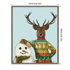 Amanti Art Deer in Christmas Sweater with Snowman by Fab Funky Canvas Wall Art Print Framed 23-in. W x 28-in. H. - 2 of 4