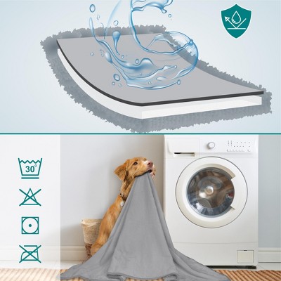 Small Light Gray Waterproof Sherpa Fleece Pet Blanket