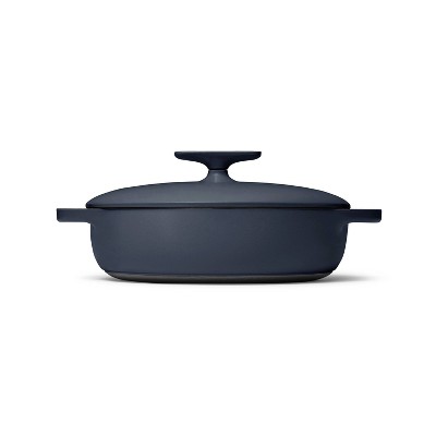 Midnight Blue Enameled Cast Iron Braiser with Lid, 3.5 Qt
