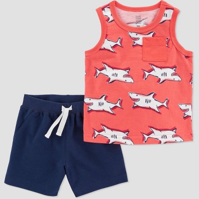 Image of Carter's Just One You® Baby Boys' Shark Top & Bottom Set - Red 3M