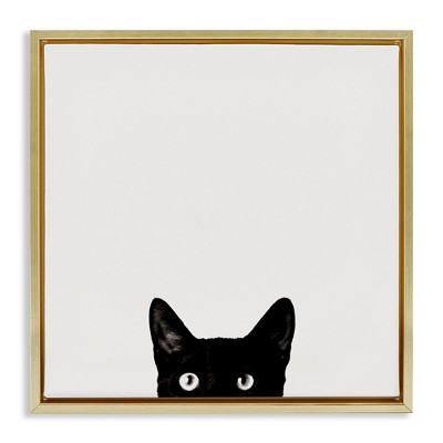 Stupell Industries Black Cat Peeking From Below, 25" x 25"