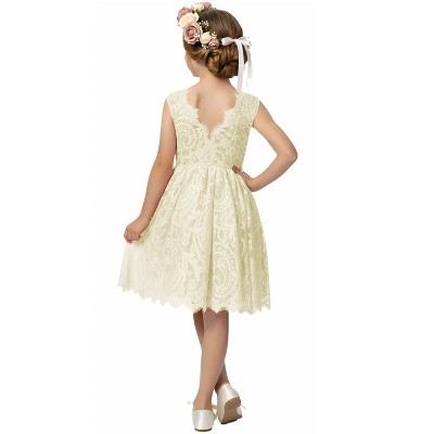 2Bunnies Paisley All-Over Lace Sleeveless Flower Girl Dress Knee
