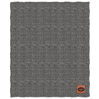 NFL New York Jets Two- Tone Sweater Knit Blanket with Faux Leather Logo Patch