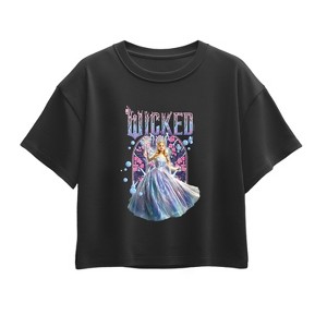 Girls' - Wicked - Glinda Fun Florals Short Sleeve Boxy Graphic T-Shirt - 1 of 1
