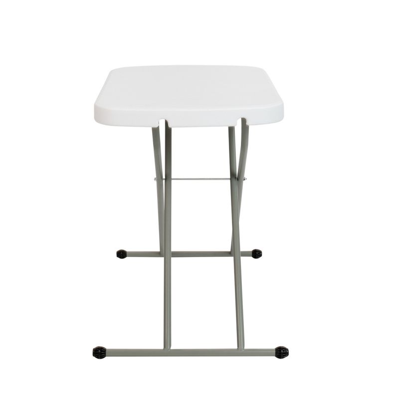 Emma and Oliver Height Adjustable Plastic Folding TV Tray/Laptop Table in Granite White, 5 of 15