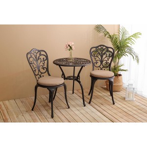 Sapphtopaz Outdoor Patio Furniture Bistro Set Patio Aluminum Hollow Design Bar Lounge Table and Chairs Set for Small Garden, Outdoor, Terrace - 1 of 4