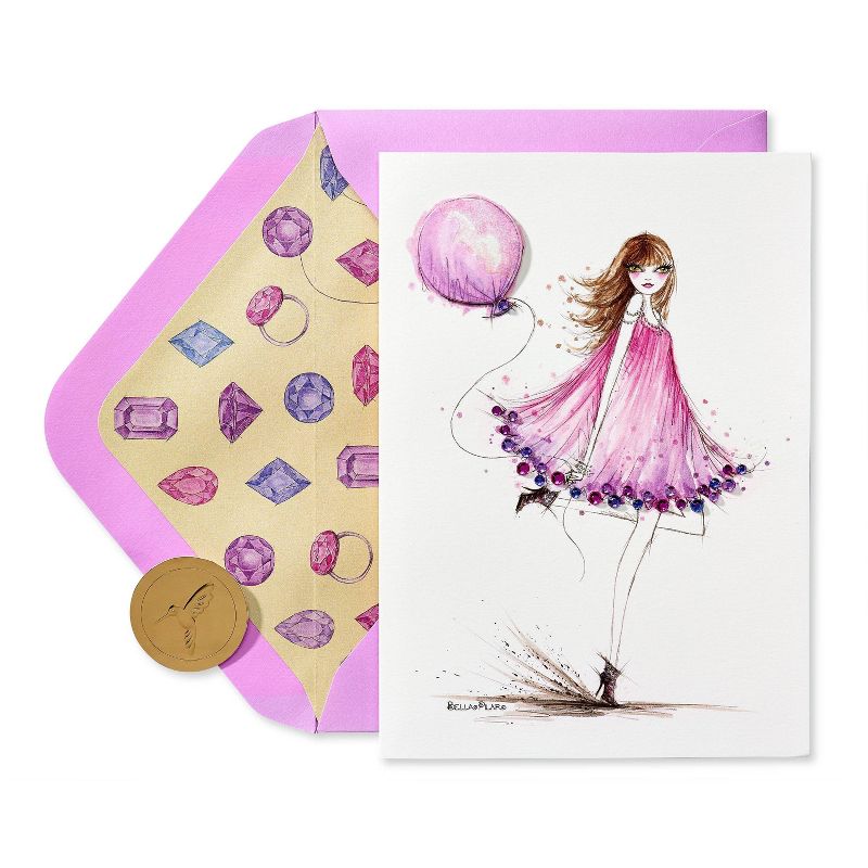 Fashion Girl with Balloon Card - PAPYRUS, 5 of 7