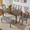 6-Piece Wooden Dining Table Set with Upholstered Chairs and Bench, Rectangular Table for Kitchen or Dining Room, Seats 6, Acacia Wood Frame - 3 of 4