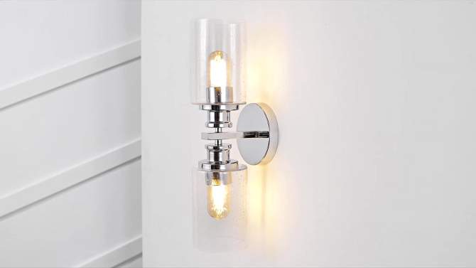 16.5&#34; LED 2-Light Jules Edison Cylinder Iron/Seeded Glass Contemporary Wall Sconce Chrome - JONATHAN Y, 2 of 8, play video