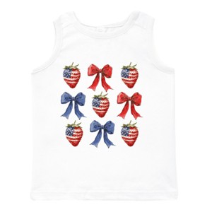 The Juniper Shop Coquette Bows And USA Strawberries Toddler Tank - 1 of 4