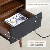 Homhougo Mid Century Modern Wood Nightstand Side Table with Charging Station and Drawer for Bedroom, Living Room, Walnut - 4 of 4