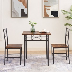 3-Piece Dining Set with Square Table and 2 Armless Chairs - 1 of 4