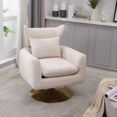 Swivel Accent Chair, Upholstered 360°Barrel Chair, Comfy Sofa Reading Chair, Single Armchair with Pillow for Living Room Bedroom Office Nursery