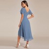 Ever-Pretty Chic V Neck Asymmetrical Hem Ruffles Sleeve Pleated Chiffon Wedding Guest Dress - image 3 of 4