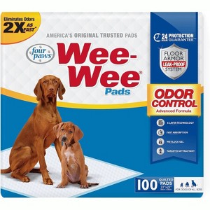 Four Paws Wee Wee Pads Odor Control - 100 Pack - (22"L x 23"W) - 1 of 3
