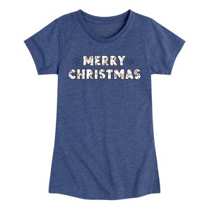 Girls' - Winnie the Pooh - Merry Christmas Fitted Short Sleeve Graphic T-Shirt - 1 of 4