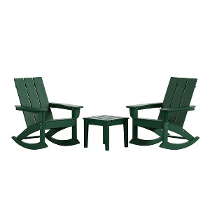WestinTrends 3 Piece Set Outdoor Modern Rocking Chairs with Square Side Table - 1 of 4