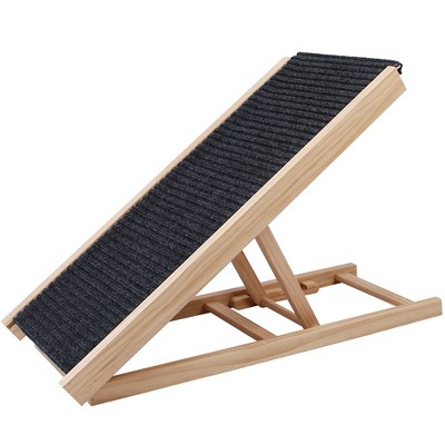 Small Adjustable Foldable Wooden Dog Ramp with Non-Slip Surface