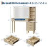 Makeup Vanity Desk with Mirror, Fluted Large Dressing Table with 4 Drawer & Open Storage Shelves, Makeup Vanity Table with Glass Tabletop for Bedroom - 2 of 4