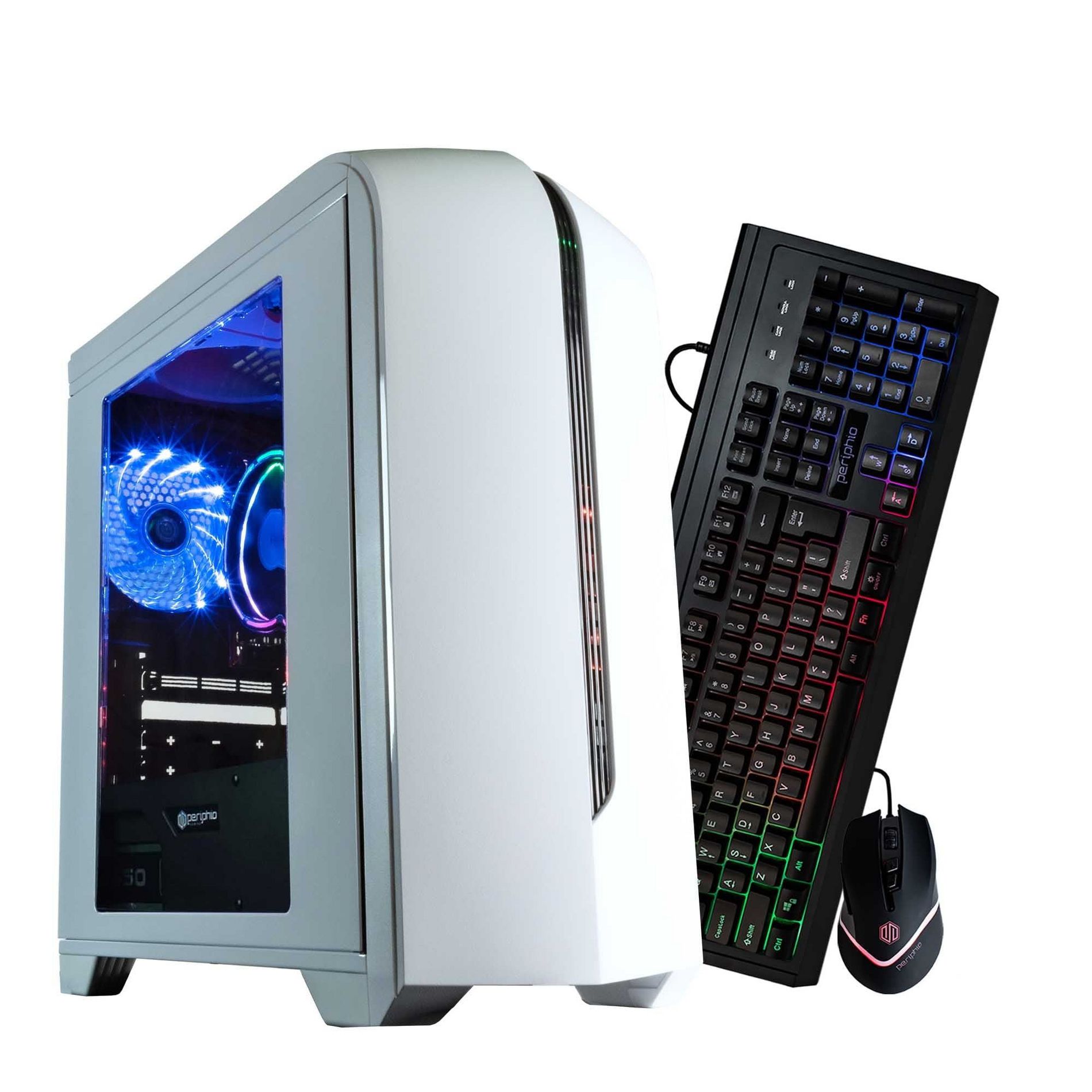 Periphio Warp Gaming PC Desktop Bundle - AMD Ryzen 5, Radeon Vega 7 iGPU, 16GB RAM, 1TB NVMe (SSD), Windows 11 Gaming Computer with Mouse + Keyboard