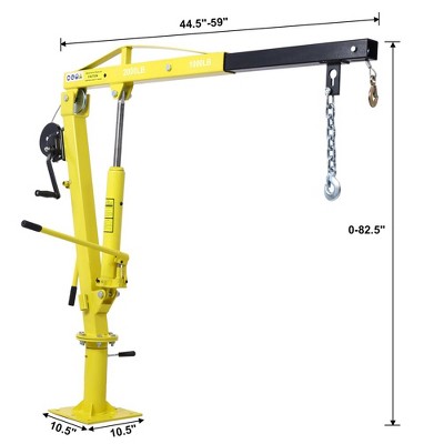 Hydraulic Pickup Truck Crane with Hand Winch, Pickup Truck Bed Hoist Jib Crane- 2000Lb yellow
