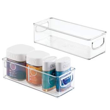 mDesign Plastic Divided First Aid Storage Box Kit with Hinge Lid
