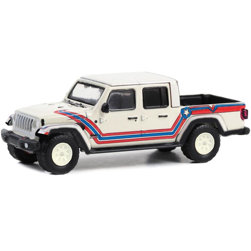 2021 Jeep Gladiator Truck "Super Jeep Tribute" White w/Red & Blue "Hobby Exclusive" Series 1/64 Diecast Model Car by Greenlight, 2 of 4