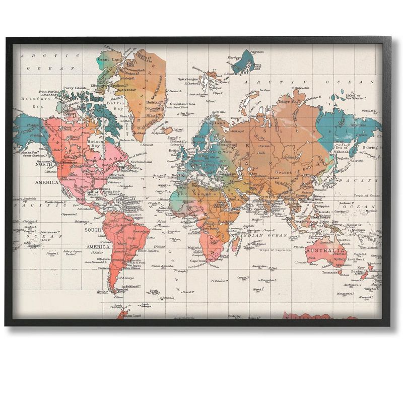 Stupell Industries Detailed Boho World Map Framed Giclee Art, 1 of 7