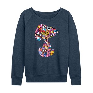 Women's - Peanuts - Snoopy Silhouette Pattern Lightweight French Terry Slouchy - 1 of 4