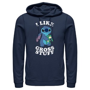 Men's Lilo & Stitch I Like Gross Stuff Stitch Distressed Pull Over Hoodie - 1 of 4