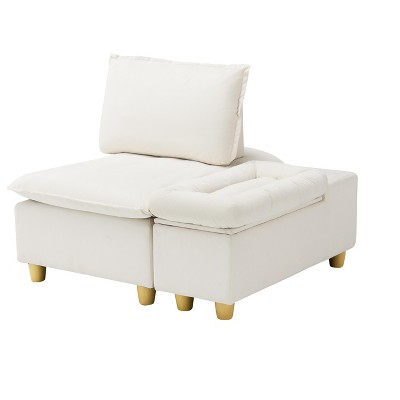 Vynxaria 44-Inch Pumpkin Flannel Single Sofa - Stylish & Functional with Storage & Cup Holders